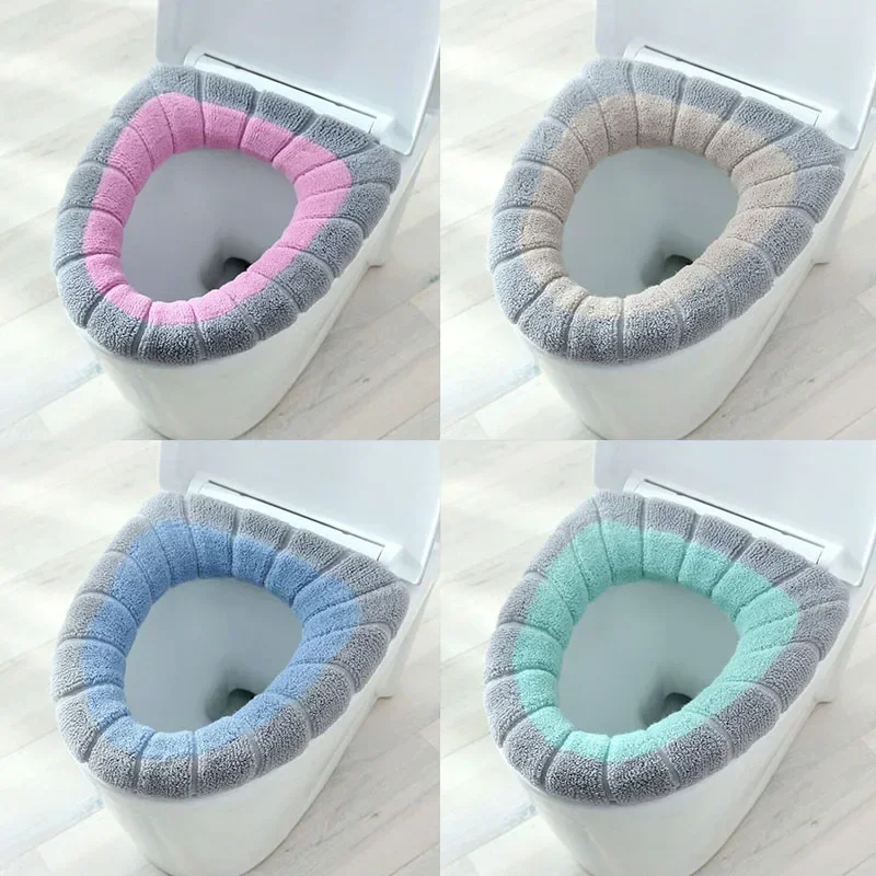 Home Bathroom Mats - O자형 홈데코 변기시트커버 1개 따뜻한 호박무늬