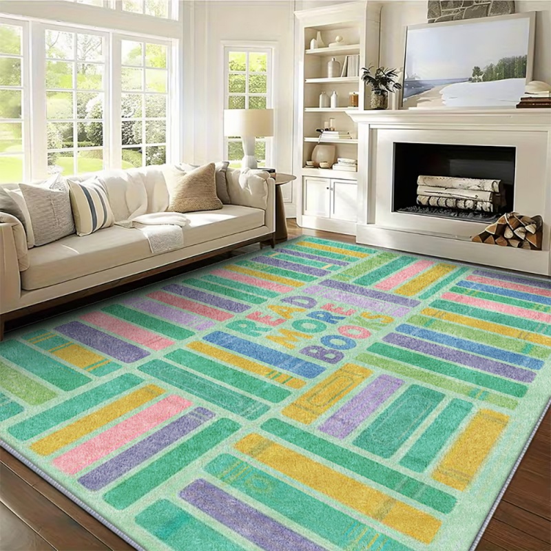 Home Goods Bathroom Rugs - 파스텔 레인보우 스트라이프 굿 무드 포지티브