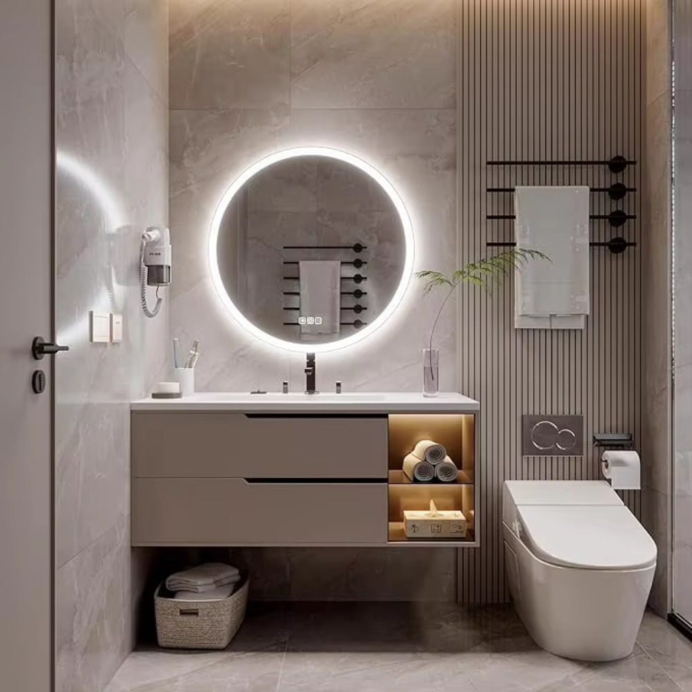 Bathroom Mirror Led - 현대적인 20인치 원형 알루미늄 LED 스마트
