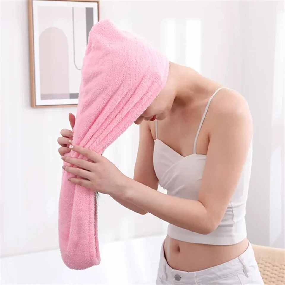 Home Bathroom Equipment - 1PC 산호 플리스 헤어 타월 랩
