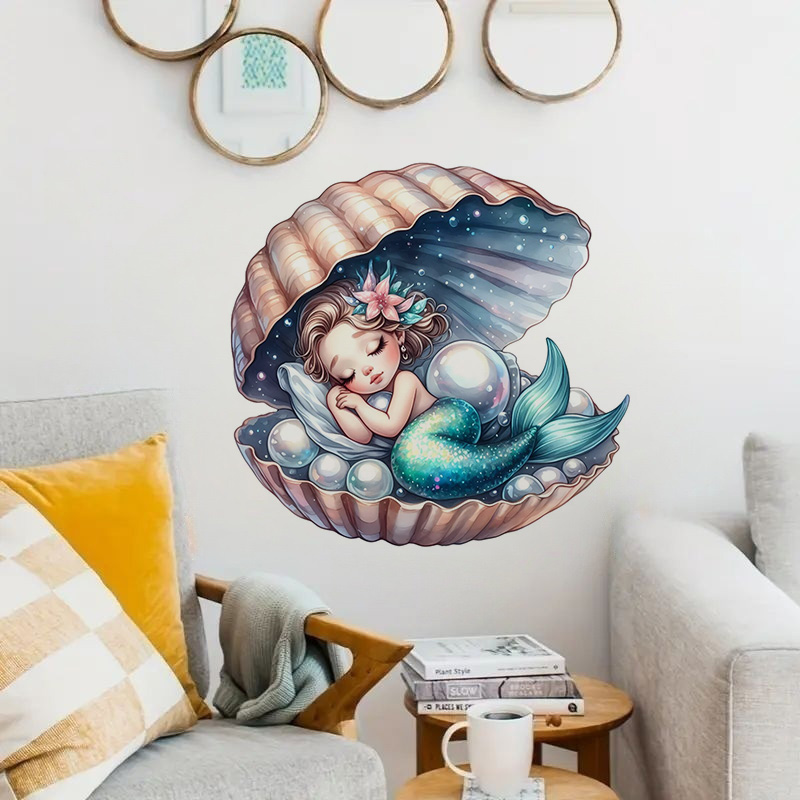 Home Bathroom Wall Tiles - 예쁜 인어 스티커, 방수 홈 벽