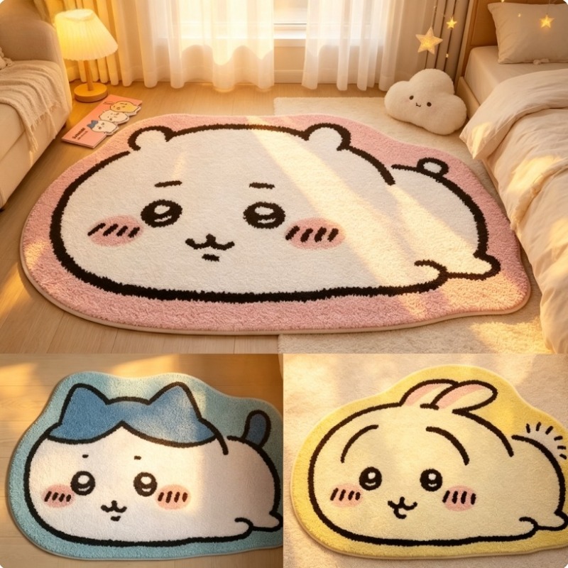 귀여운 치이카와 만화 러그 애니메이션 하치와레 우사기  - Home Bathroom Mats 리뷰 및 가격