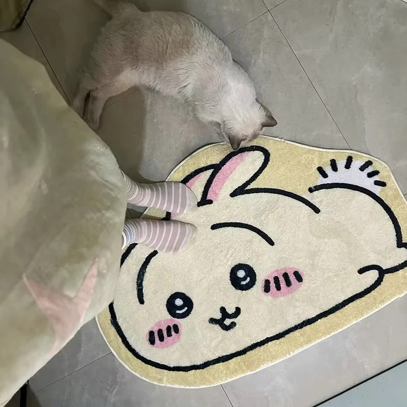 귀여운 치이카와 만화 러그 애니메이션 하치와레 우사기  - Home Bathroom Mats 리뷰 및 가격