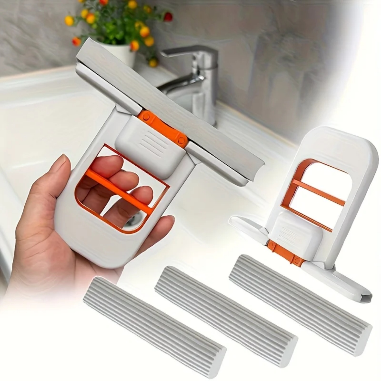 걸레 및 스펀지 세트 자동 물 짜기 기능 미니 휴대용  - Home Bathroom Cleaning Kit 리뷰 및 가격