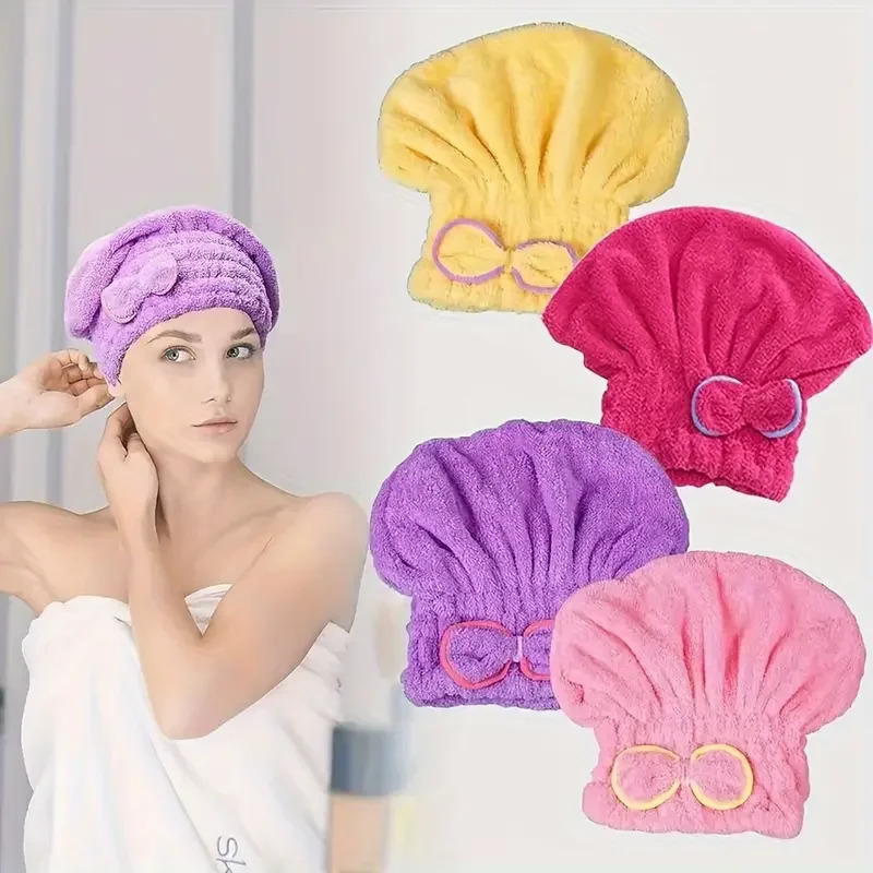 빠른 건조 헤어캡 여성용 나비넥타이 목욕 모자 마이크로 - Home Bathroom Equipment 리뷰 및 가격