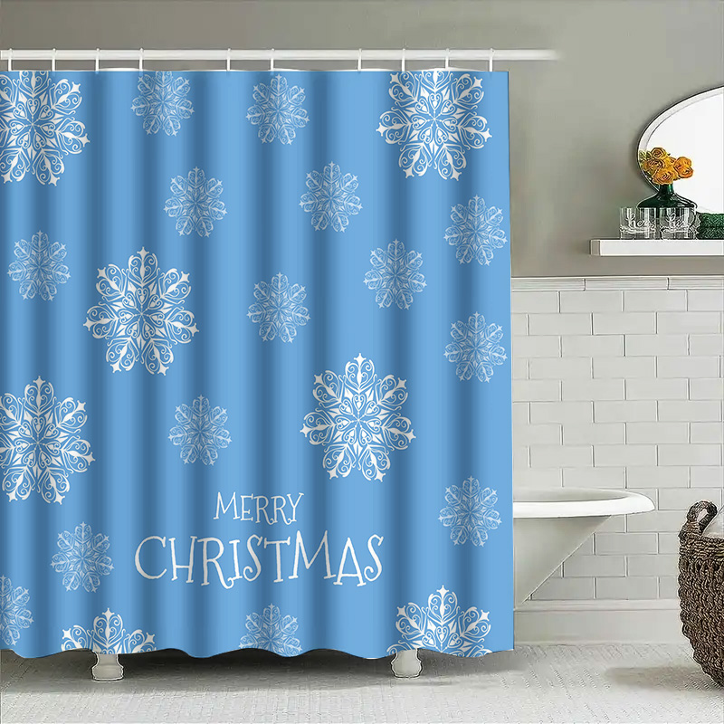 크리스마스 샤워 커튼 눈송이 블루 욕실 장식 축제 휴일 - Home Decor Bathroom Ideas 리뷰 및 가격