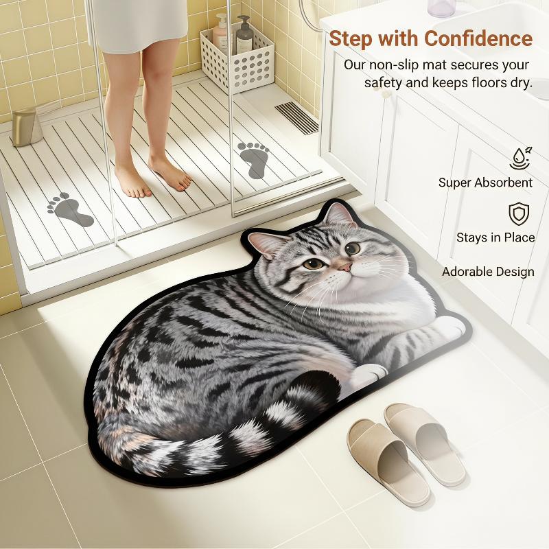 규조토 욕실 매트 사랑스러운 고양이 프린트 논슬립 높은 - Home Decor Bathroom Ideas 리뷰 및 가격