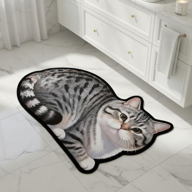 규조토 욕실 매트 사랑스러운 고양이 프린트 논슬립 높은 - Home Decor Bathroom Ideas 리뷰 및 가격