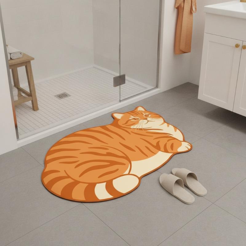 규조토 욕실 매트 사랑스러운 고양이 프린트 논슬립 높은 - Home Decor Bathroom Ideas 리뷰 및 가격