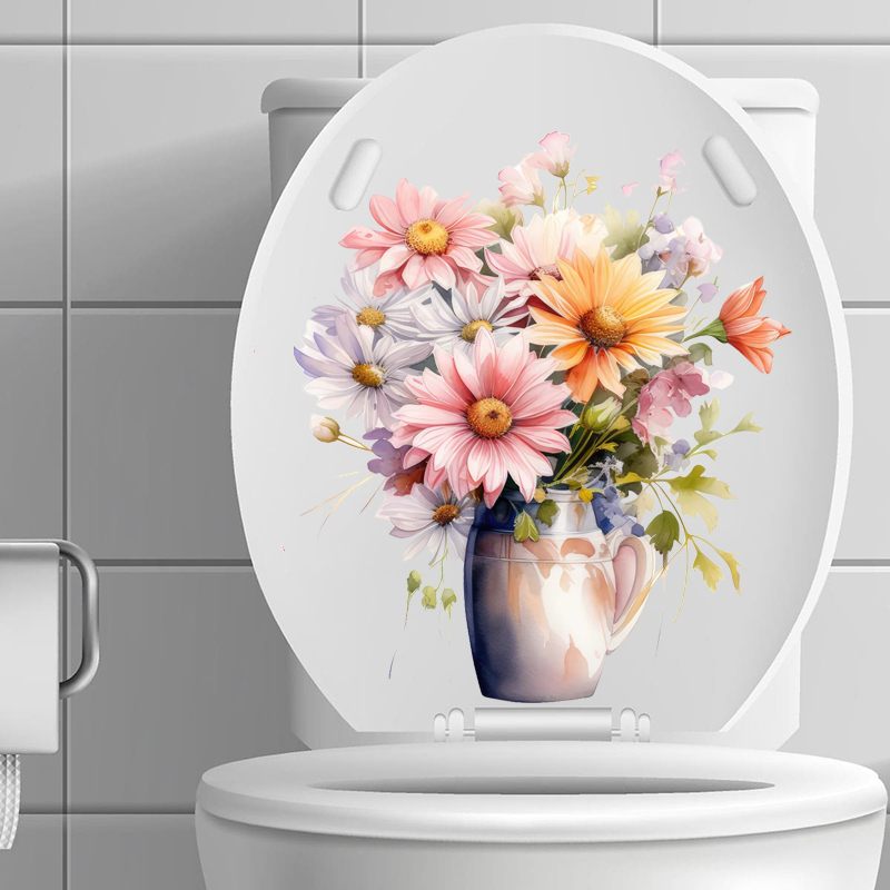 C51 # 미니멀리스트 꽃 벽 스티커, 욕실 변기 장식 - Home Bathroom Wall Tiles 리뷰 및 가격