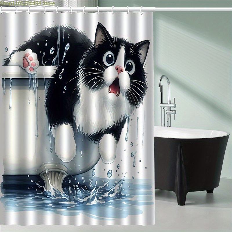 욕조에서 뛰어나오는 재미있는 고양이 샤워커튼, 귀여운  - Home Decor Bathroom Ideas 리뷰 및 가격