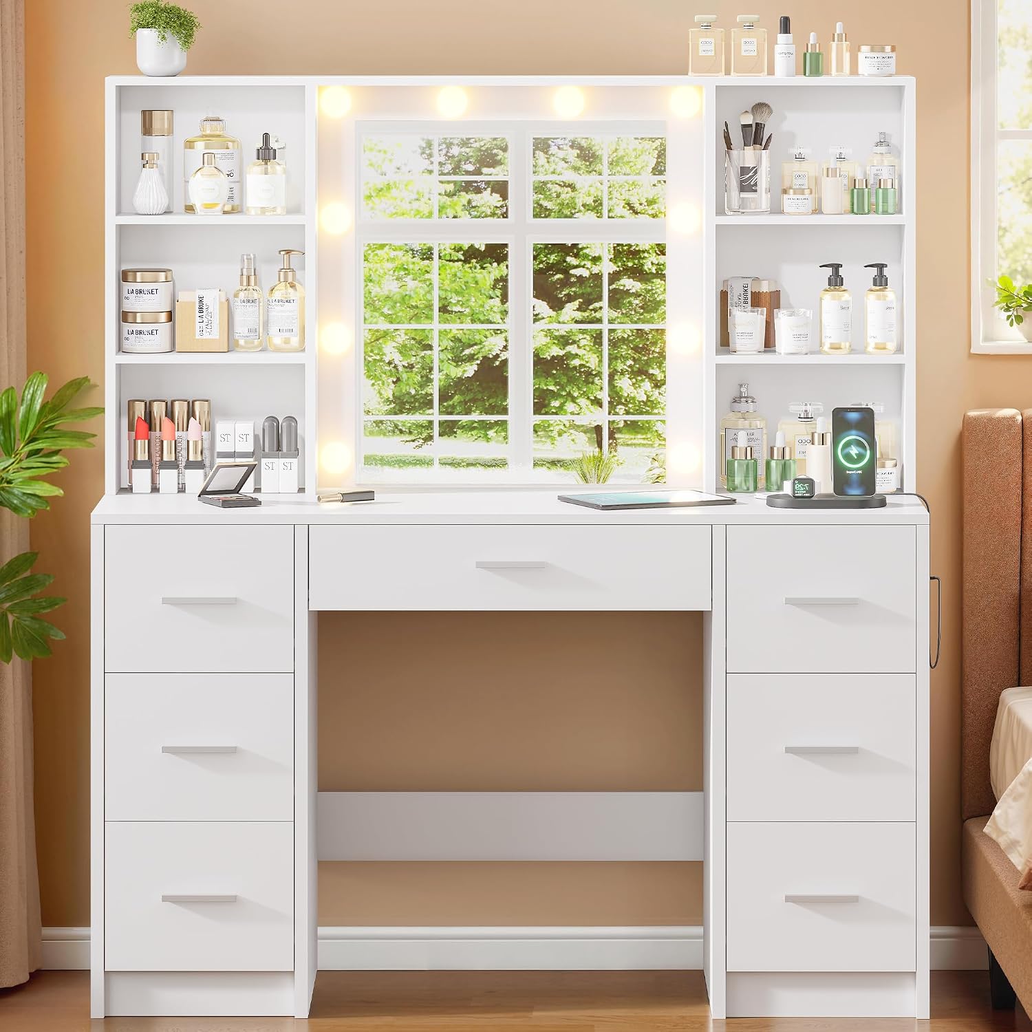 대형 화장대(LED 거울, 전원 콘센트 포함), 7개  - Home Outlet Bathroom Mirrors 리뷰 및 가격