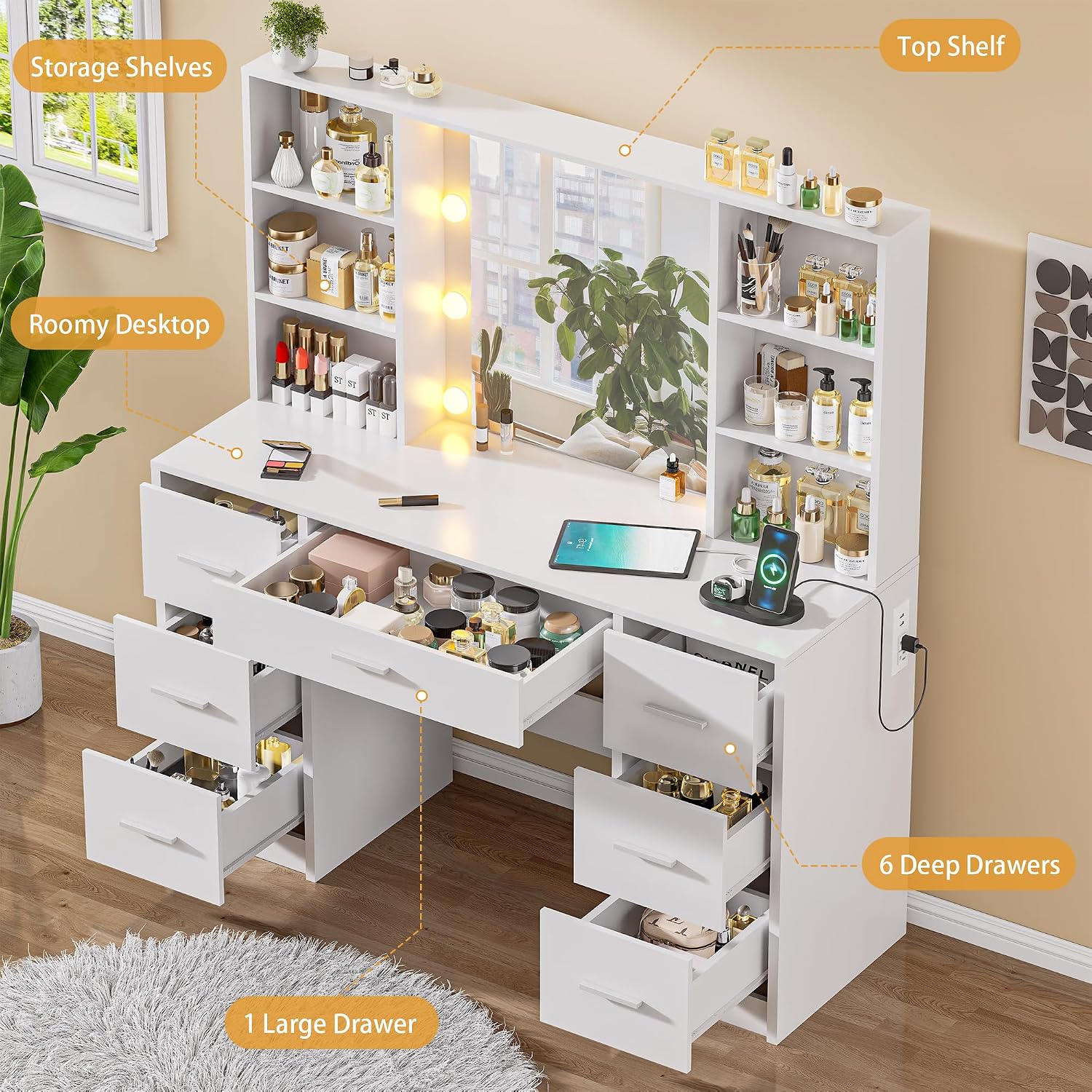 대형 화장대(LED 거울, 전원 콘센트 포함), 7개  - Home Outlet Bathroom Mirrors 리뷰 및 가격