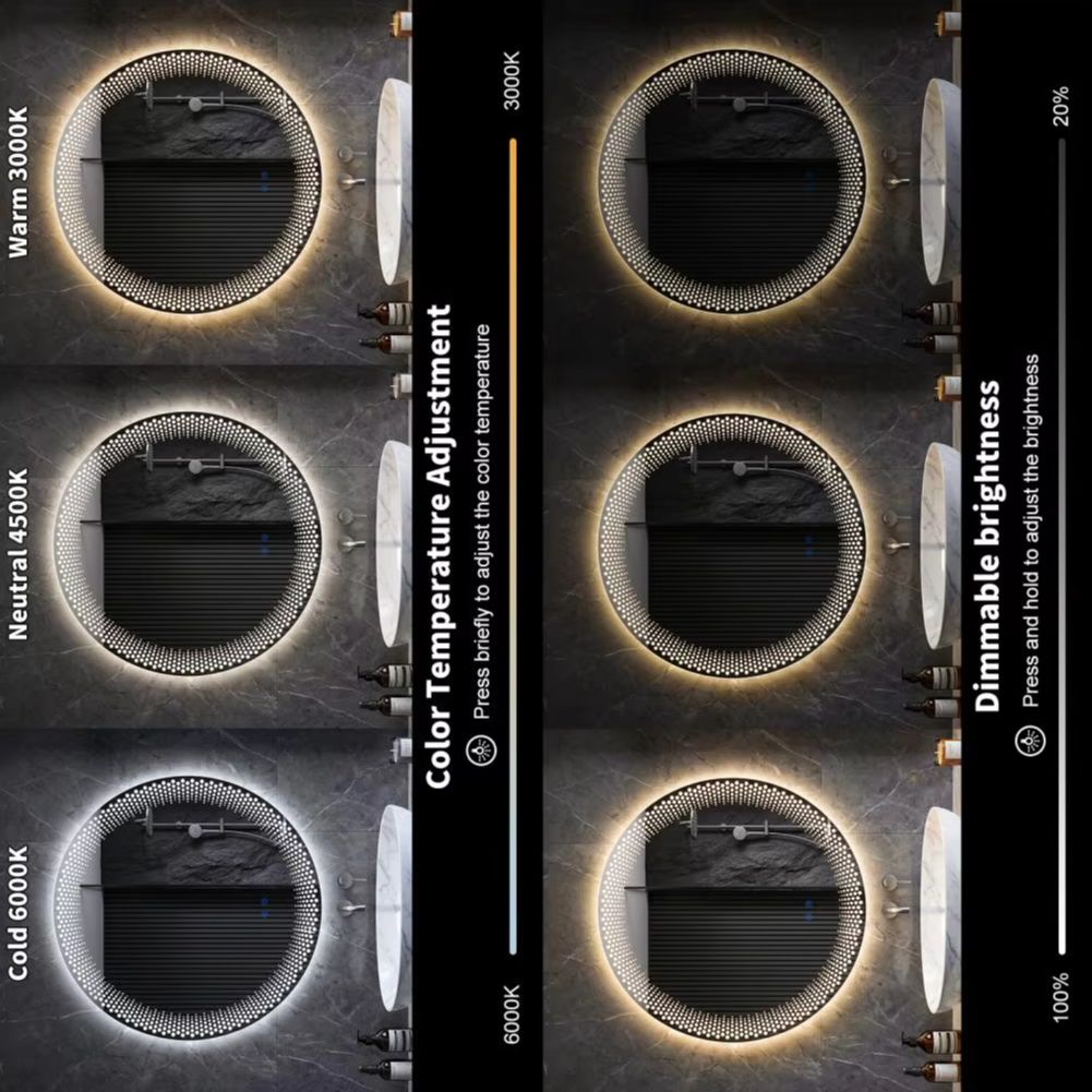 라운드 LED 욕실 거울 3가지 색상 밝기 조절 가능  - Bathroom Mirror Led 리뷰 및 가격