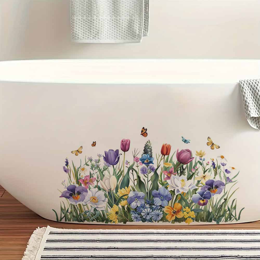 튤립 나비 창 스티커 홈 장식 데칼 문 창 캐비닛 욕실 - Home Bathroom Wall Tiles 리뷰 및 가격