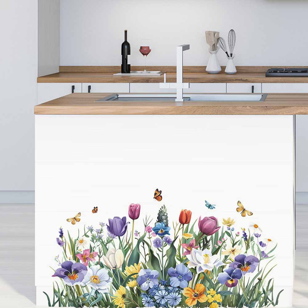 튤립 나비 창 스티커 홈 장식 데칼 문 창 캐비닛 욕실 - Home Bathroom Wall Tiles 리뷰 및 가격