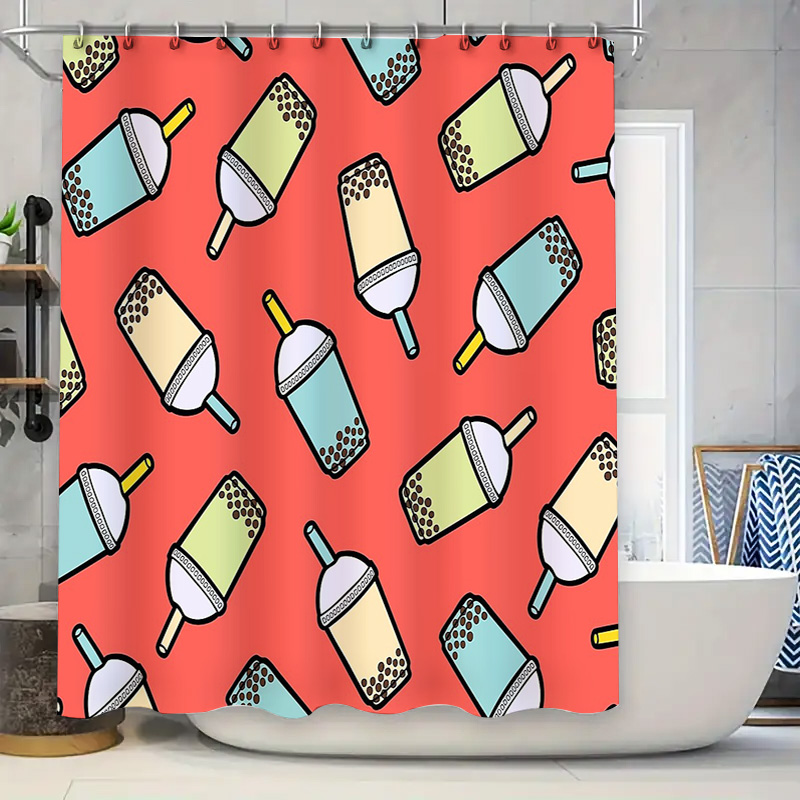 독특한 버블티 샤워 커튼 귀여운 보바티 장식 욕실 현대 - Home Decor Bathroom Ideas 리뷰 및 가격