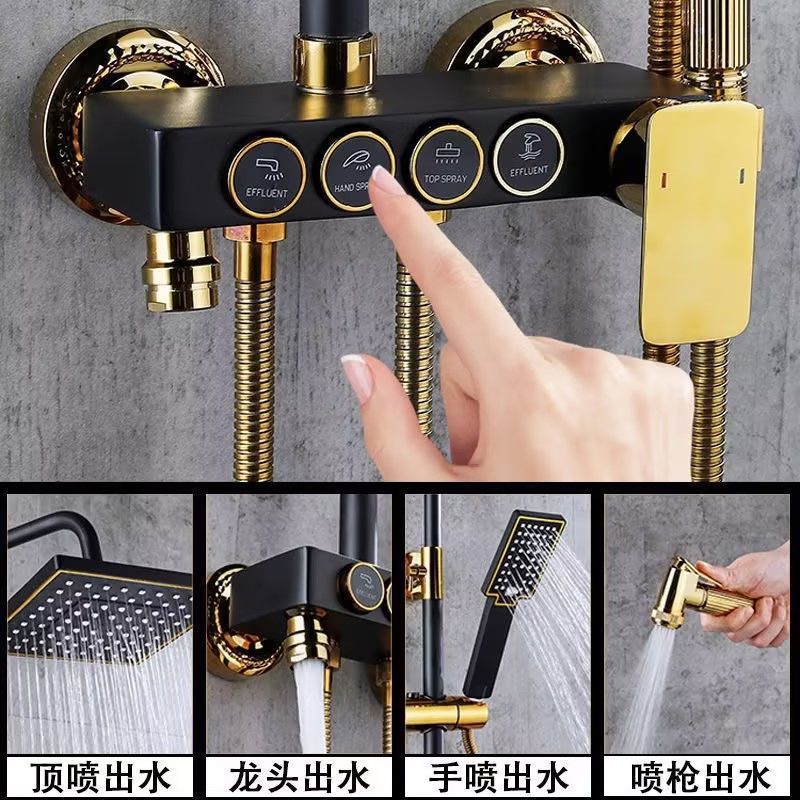 블랙 골드 스테인리스 스틸 샤워 시스템 풀세트, 가정용 - Home Bathroom Equipment 리뷰 및 가격