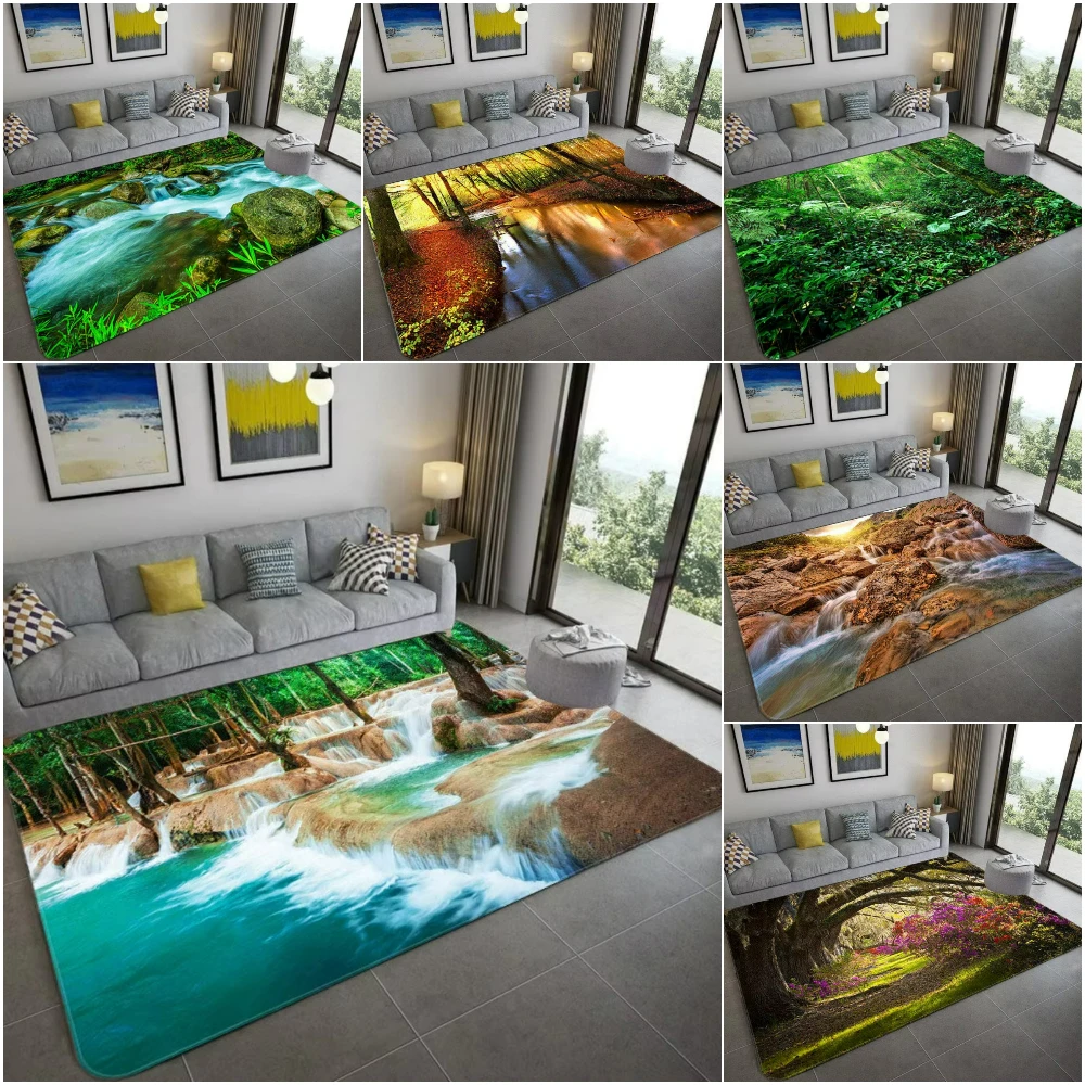 자연에서 영감을 받은 3D 풍경 카펫, 거실, 침실,  - Home Decor Bathroom Ideas 리뷰 및 가격