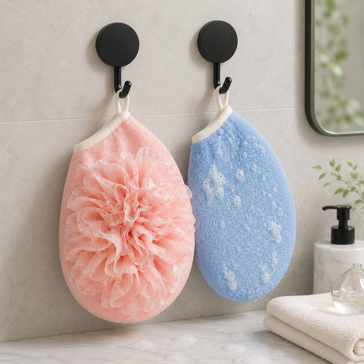 남성용 파란색 및 여성용 분홍색 목욕 장갑 2쌍 + 후 - Home Bathroom Cleaning Kit 리뷰 및 가격