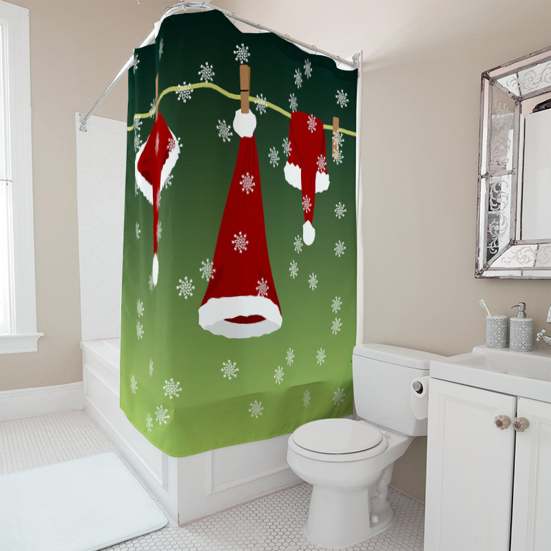 TU 축제 크리스마스 샤워 커튼 레드 산타 클로스 휴일 - Home Decor Bathroom Ideas 리뷰 및 가격