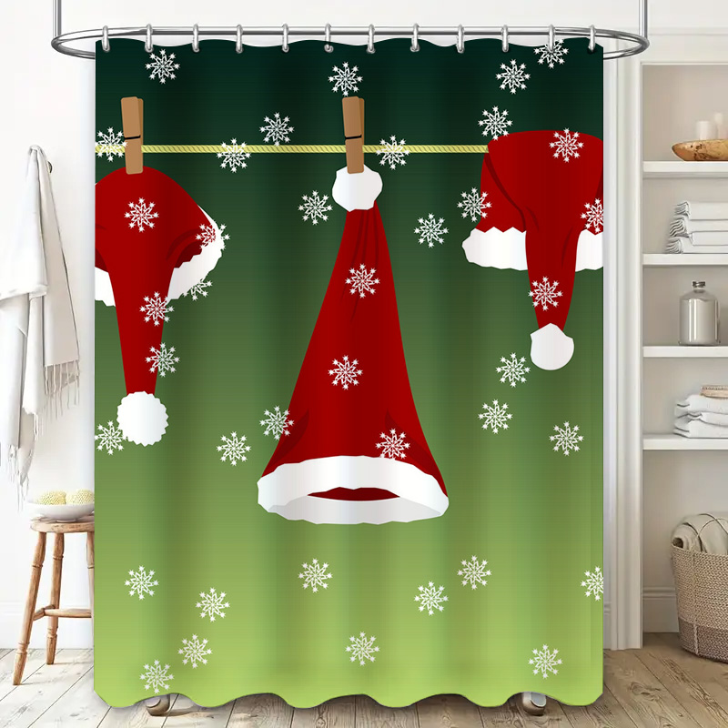 TU 축제 크리스마스 샤워 커튼 레드 산타 클로스 휴일 - Home Decor Bathroom Ideas 리뷰 및 가격