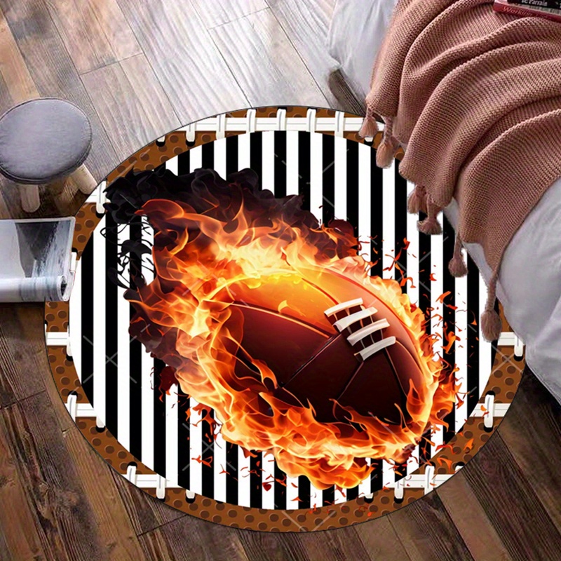 거실용 축구 테마 라운드 러그, 스포츠 팬 장식, 축구 - Home Decor Bathroom Ideas 리뷰 및 가격