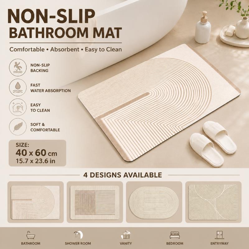 규조토 욕실 매트 빠른 건조 흡수성 베이지 스트라이프  - Home Bathroom Mats 리뷰 및 가격