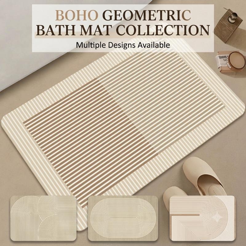 규조토 욕실 매트 빠른 건조 흡수성 베이지 스트라이프  - Home Bathroom Mats 리뷰 및 가격